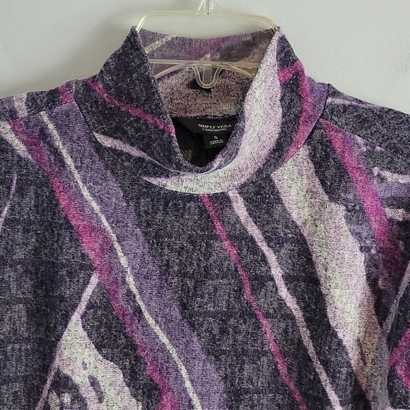 Simply Vera Vera Wang Tunic chiffon Trim mock neck Small - Picture 3 of 8